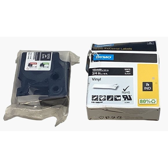 Dymo Rhino Industrial All Purpose Vinyl Labels 3/4" Black/ White 1805436 - Picture 3 of 5